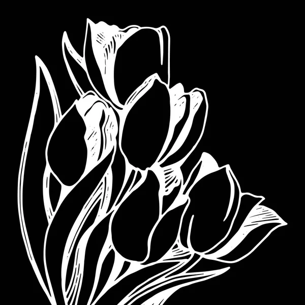 Silueta flor de tulipán. Obras de arte vectoriales. Regalo para niña y mujer . — Vector de stock