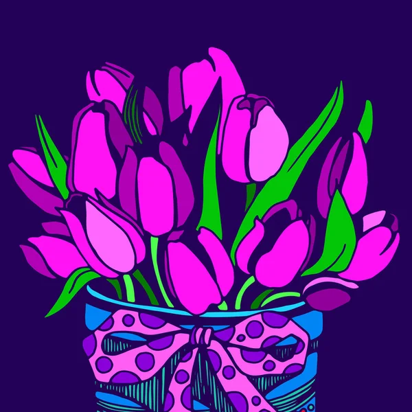 Silhouette Tulip flower. Vektorgrafik. Present till tjej och kvinnor. — Stock vektor