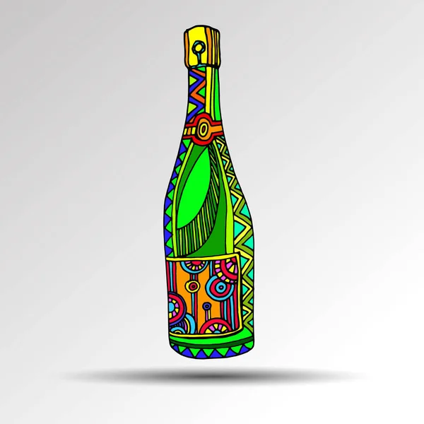 Pohár alkohol üveg italt vektoros illusztráció — Stock Vector