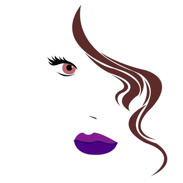 Belleza hermoso cabello vector chica retrato joven — Vector de stock