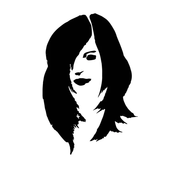 Belleza hermoso cabello vector chica retrato joven — Vector de stock