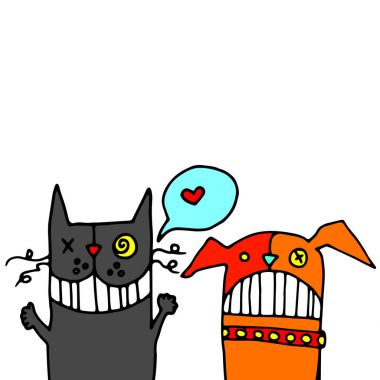 kedi, hayvan, çizim, yaratıcı, yavru kedi, hayvan, komik, tüylü, köpek, kafa, hayvan
