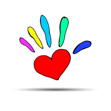 vektör renk el el izi insan yazdırma simgesi