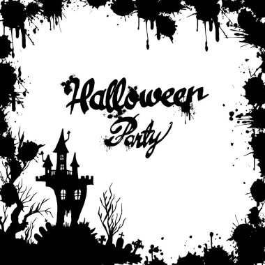 Cadılar Bayramı kale illüstrasyon korku gece siluet moon