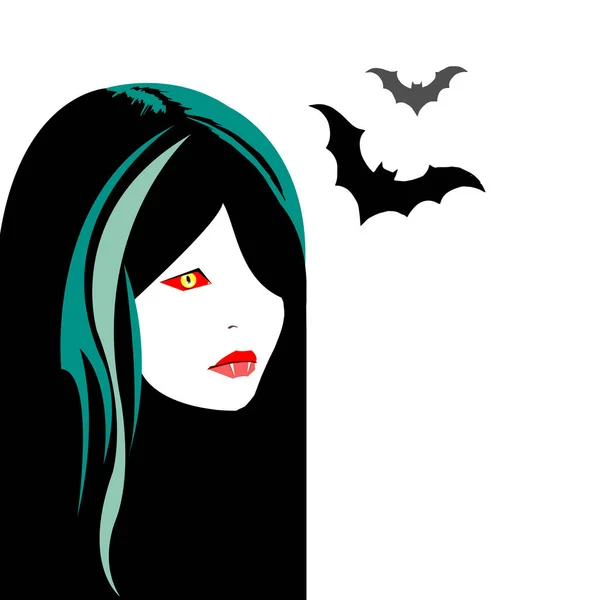 Woman girl vector vampire halloween illustration horror — Stock Vector