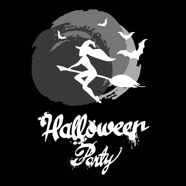 Halloween, hexe, hut, vektor, illustration, feiertag, schwarz, silhouette, cartoon — Stockvektor