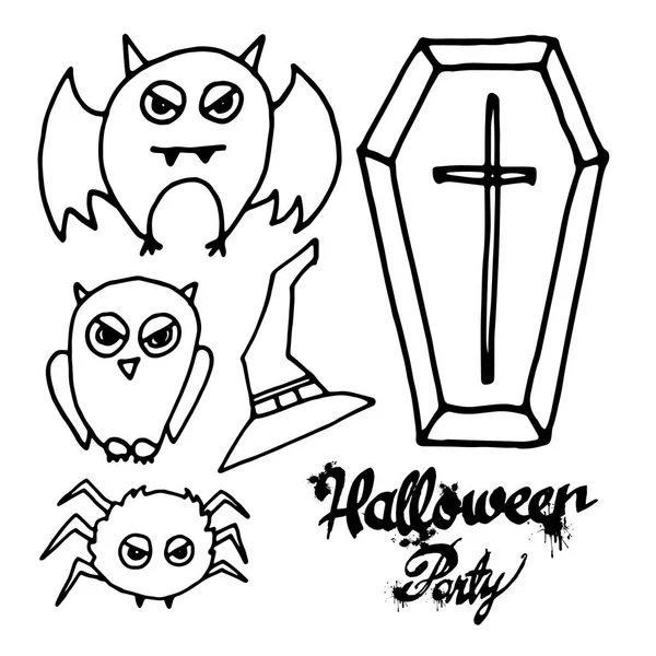 Halloween, bat, ghost, horror, hat, october, pumpkin, vector, spider, illustration, icon — Stock Vector
