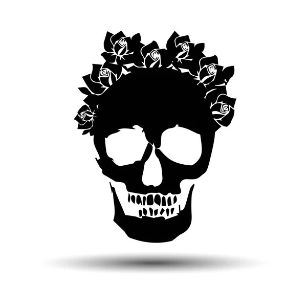 Skull vector dead skeleton halloween illustration, flower — Stock Vector