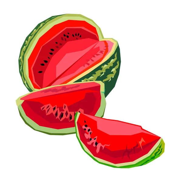 Food watermelon sweet fruit ripe vector fresh slice organic juicy green — Stock Vector