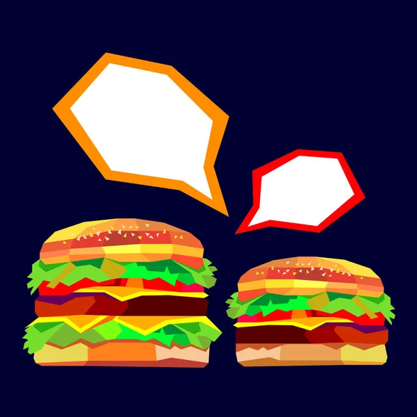 Ilustrasi burger, vektor menggambar burger burger keju sandwich - Stok Vektor