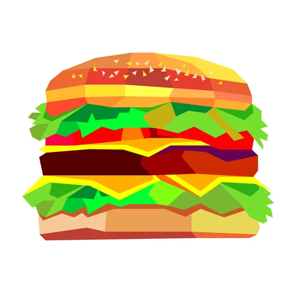 Ilustrasi burger, vektor menggambar burger burger keju sandwich - Stok Vektor