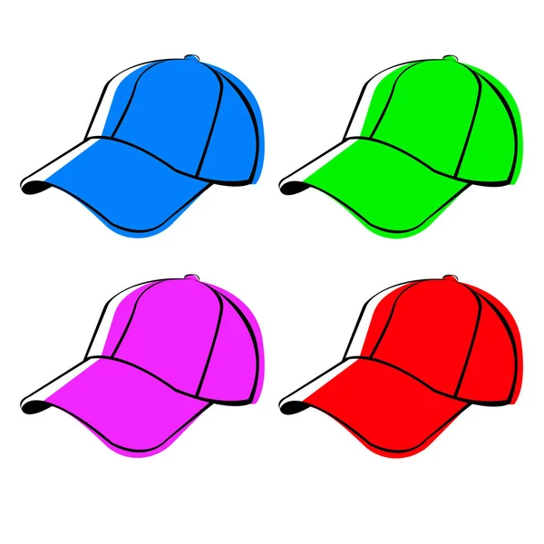 Cappello, cappello, baseball, modo, uniforme, vettore, sport, bianco, illustrazione, abbigliamento — Vettoriale Stock