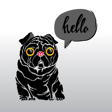 Pug köpek vektör doğurmak illüstrasyon safkan hayvan çizgi grafiği
