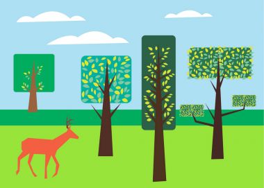 vektör orman gökyüzü bulut geyik hayvan 