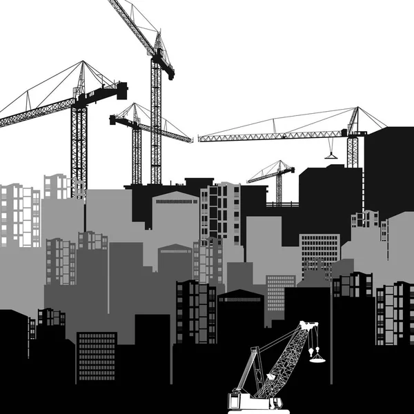 Construction vectorielle grue silhouette industrie illustration architecture — Image vectorielle