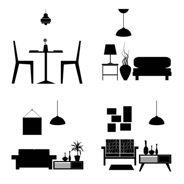 Векторний інтер'єр будинку меблі дизайн ілюстрація сучасний — стоковий вектор
