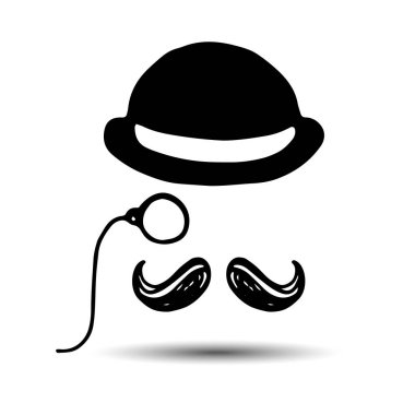 Bıyık, yüz, bıyık, vektör, siyah, illüstrasyon, retro, f
