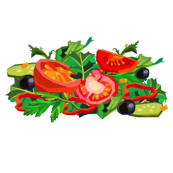 让我们做沙拉吧 ！沙拉、 食品、 健康、 番茄、 有机、 蔬菜，素食主义者 — 图库矢量图片