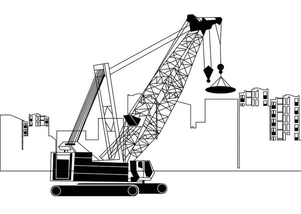 Construction grue silhouette industrie illustration architecture — Image vectorielle