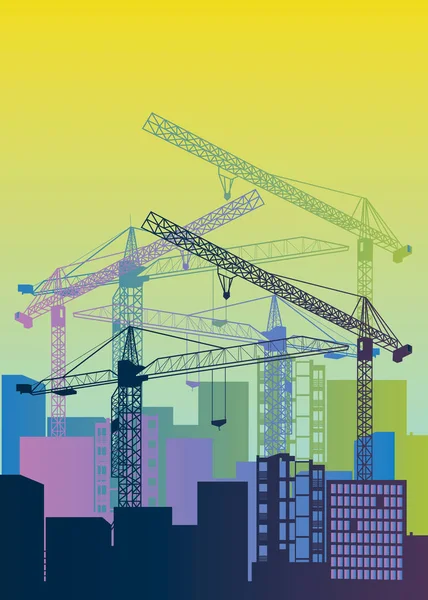 Construction grue silhouette industrie illustration architecture — Image vectorielle