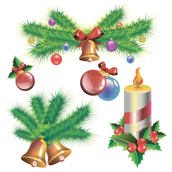 Vektor svíce vánoční obrázek svátečních symbolů — Stockový vektor
