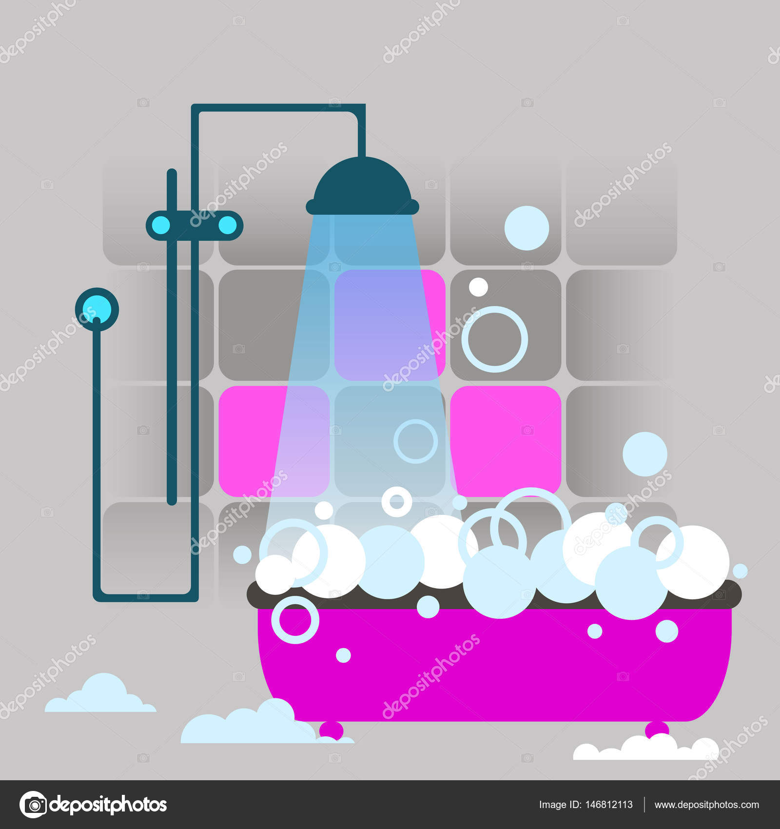 cuarto de baño, vector, interior, pared, ducha, decoración, aseo ... cuarto de baño, vector, interior, pared, ducha, decoración, aseo ...