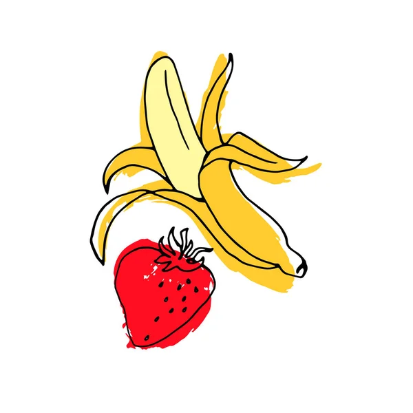 Banan, ilustracja, świeże, owoce, żywność, dojrzałe, żółty — Wektor stockowy