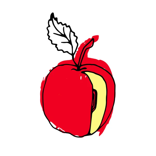 Vector, vrucht, blad, illustratie, apple, vers, natuur, voedsel — Stockvector