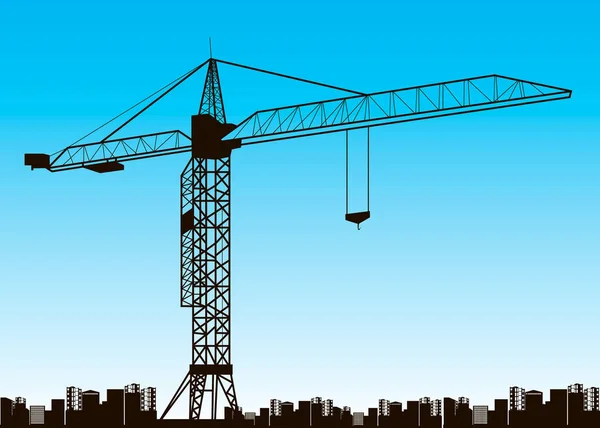 Construction crane silhouette industry illustration architecture — Stock Vector