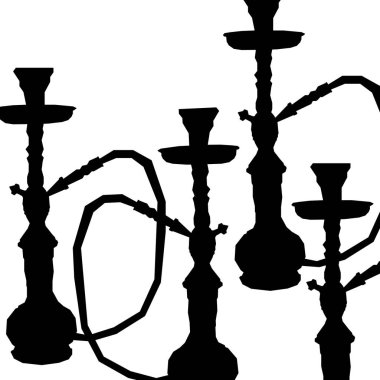 Nargile etiketleri. Nargile vector silhouettes kümesi.