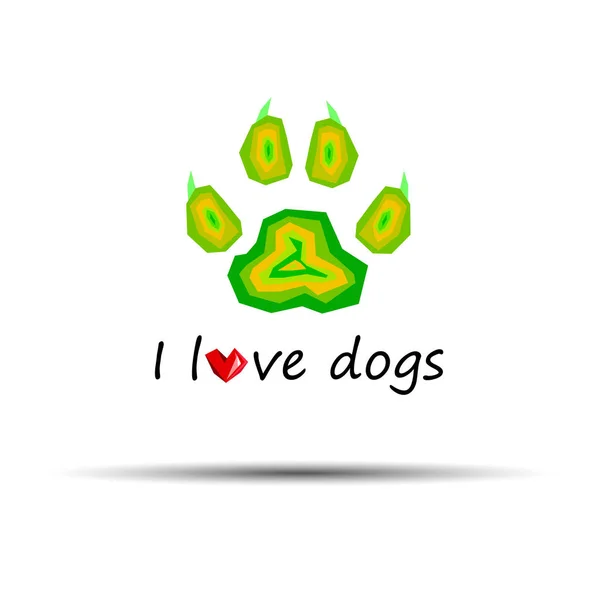 Pies ślad wydruku łapa stopy kształt ilustracja domowych zwierząt serca — Wektor stockowy