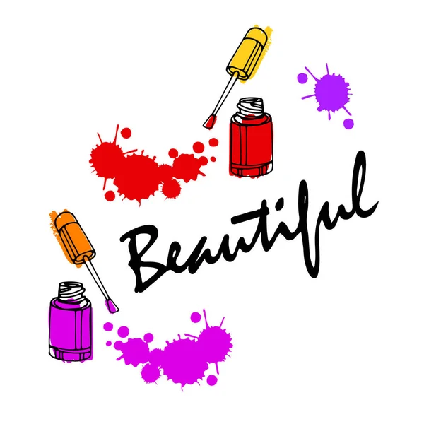 Esmalte de uñas. esmalte de uñas dibujo. vector uñas arte concepto ilustración. elemento para el logotipo del salón de belleza glamour . — Archivo Imágenes Vectoriales