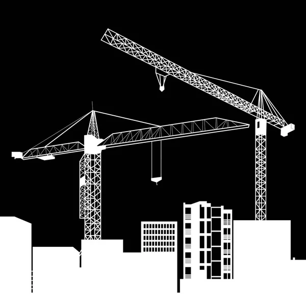 Construction grue silhouette industrie illustration architecture — Image vectorielle