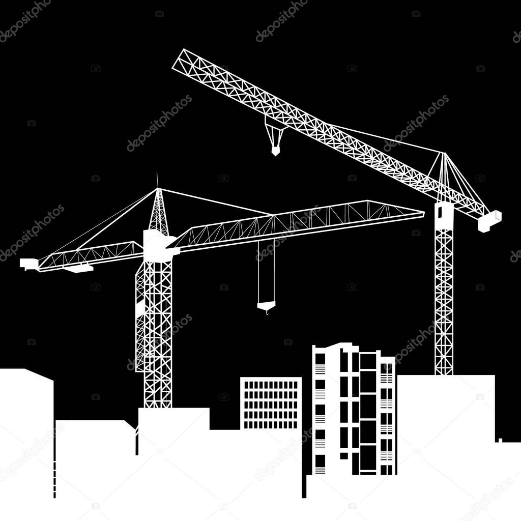 construction crane silhouette industry illustration architecture