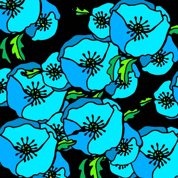 罂粟的性质矢量植物花纹绘制插画设计 — 图库矢量图片
