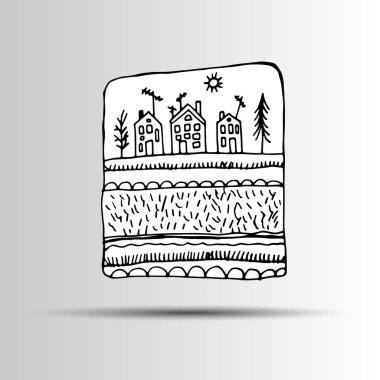 Şehir siluet vektör mimari cityscape soyut çizim şehir merkezinde