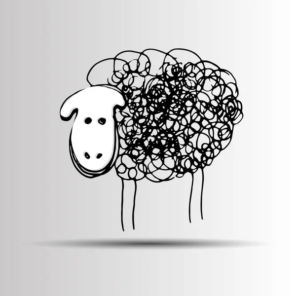 Cordero ovejas vector animal ilustración lindo granja lana mamífero blanco naturaleza dibujos animados — Vector de stock