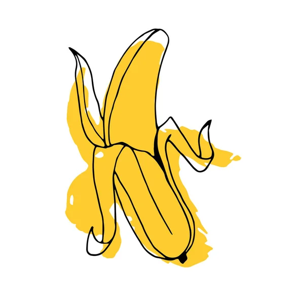 Banán, ilustrace, čerstvé, ovoce, jídlo, zralé, žluté, zdravé, ikony, kůra — Stockový vektor