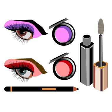 vektör moda kadın makyaj tasarım glamour fırça bakım
