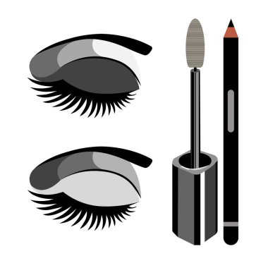 vektör moda kadın makyaj tasarım glamour fırça bakım