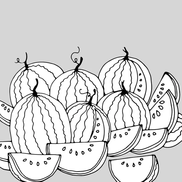 Vektor meloun sladký ovocný potraviny čerstvé pozadí šťavnaté ilustrace zralé zelená — Stockový vektor