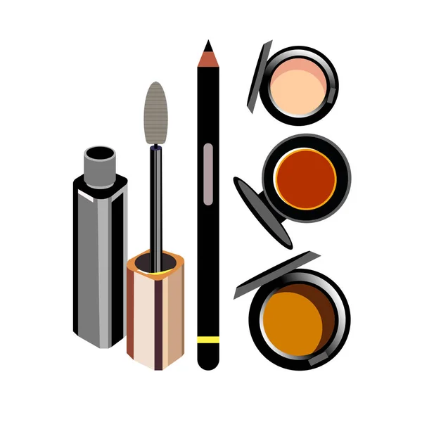 Vector de moda femenina maquillaje diseño glamour cepillo cuidado — Vector de stock