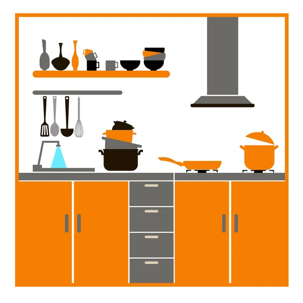 Voedsel, keuken, silhouet, koken, keukengerei, voorbereiding, apparatuur — Stockvector