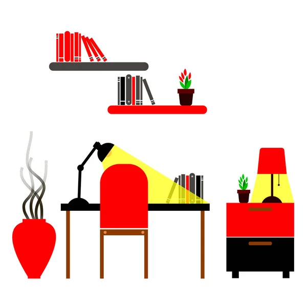 Vector interior muebles para el hogar diseño ilustración moderna — Vector de stock
