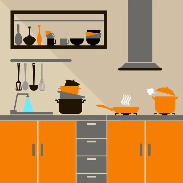 Comida, cocina, silueta, cocina, utensilios de cocina, preparación, equipo — Vector de stock