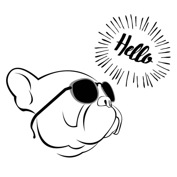 Bulldog, cão, animal, francêsas, vetor, illust, animal de estimação, raça, fofa, puxando, cachorro — Vetor de Stock