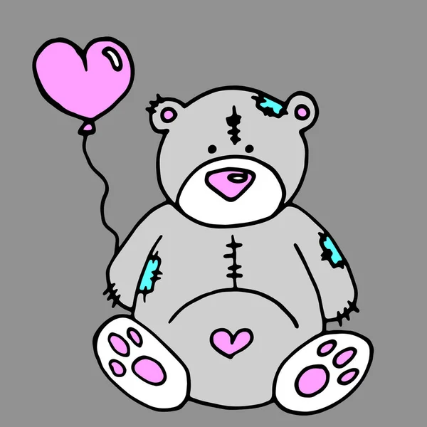 Bear vector toy teddy illustration animal cute cartoon baby happy love — Stock Vector