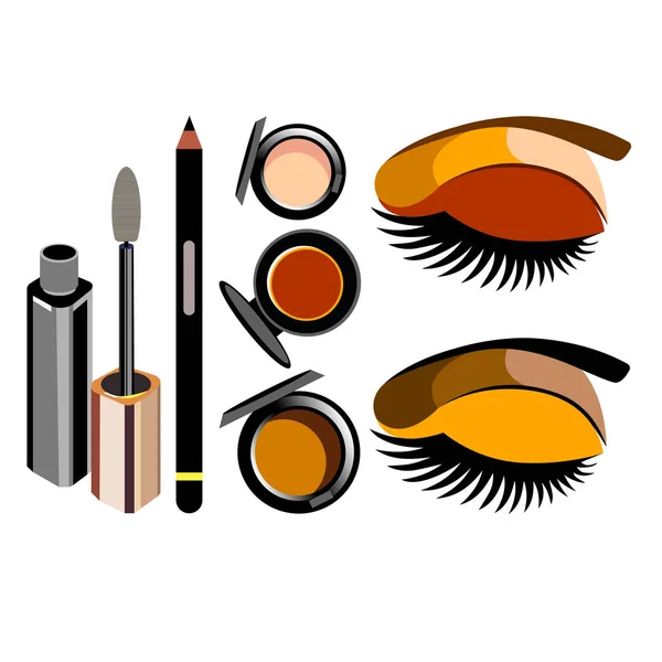 Vector fashion female makeup design glamour brush care — Stock Vector