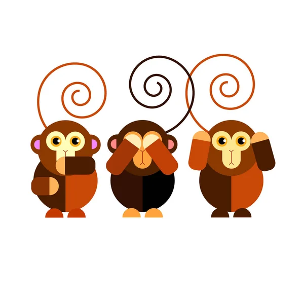Vector illustration cartoon cute monkey character happy wild mammal animal funny jungle — Stock Vector