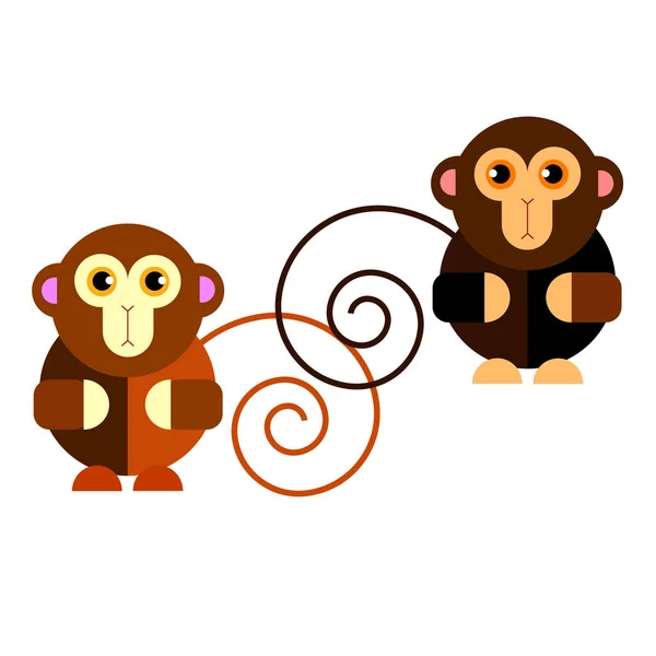 矢量图卡通可爱的猴子字符快乐野生哺乳动物动物滑稽丛林 — 图库矢量图片